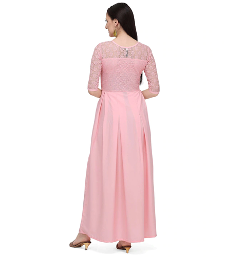 Pink Crepe Maxi Dress